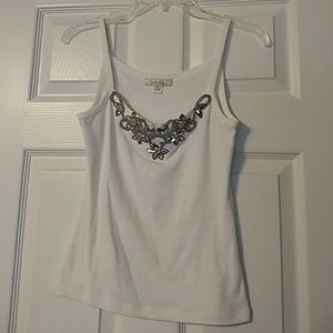 Small white beaded front tank top